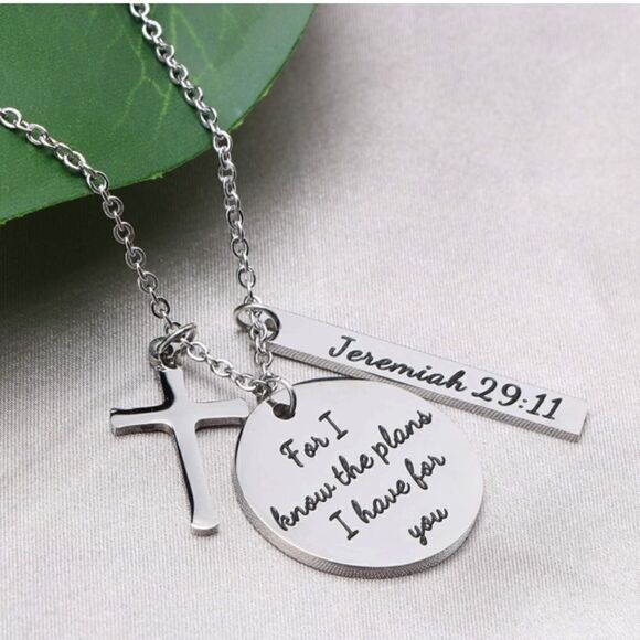 Cross Prayer Faith Bible Verse Religious Necklace - Picture 1 of 4